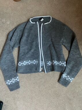 Women's Gray Zip Cardigan